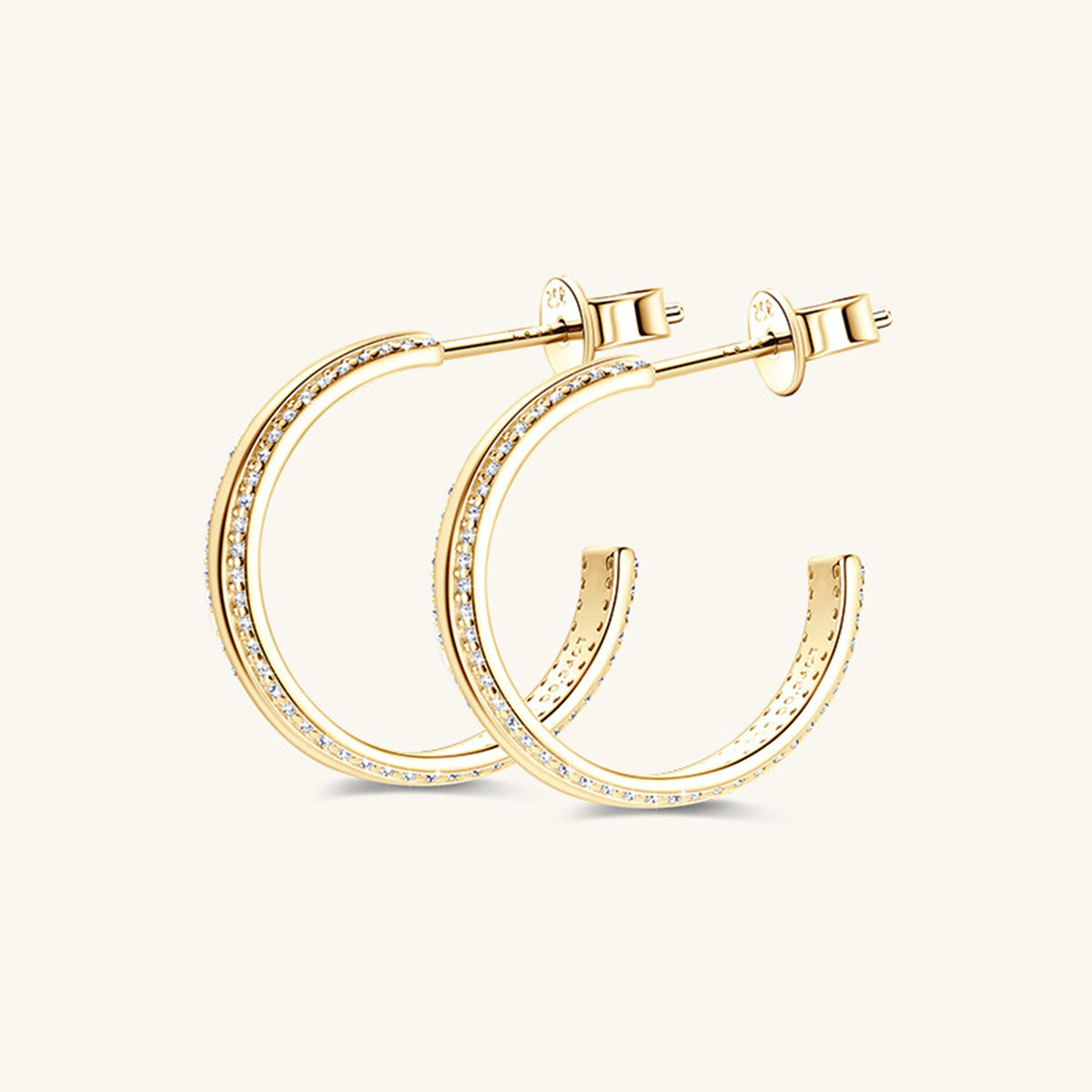 925 Sterling Silver Inlaid Moissanite C-Hoop Earrings Trendsi