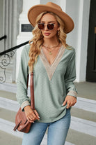 V-Neck Long Sleeve Blouse Trendsi