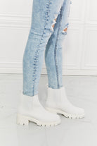 MMShoes Work For It Matte Lug Sole Chelsea Boots in White MMShoes