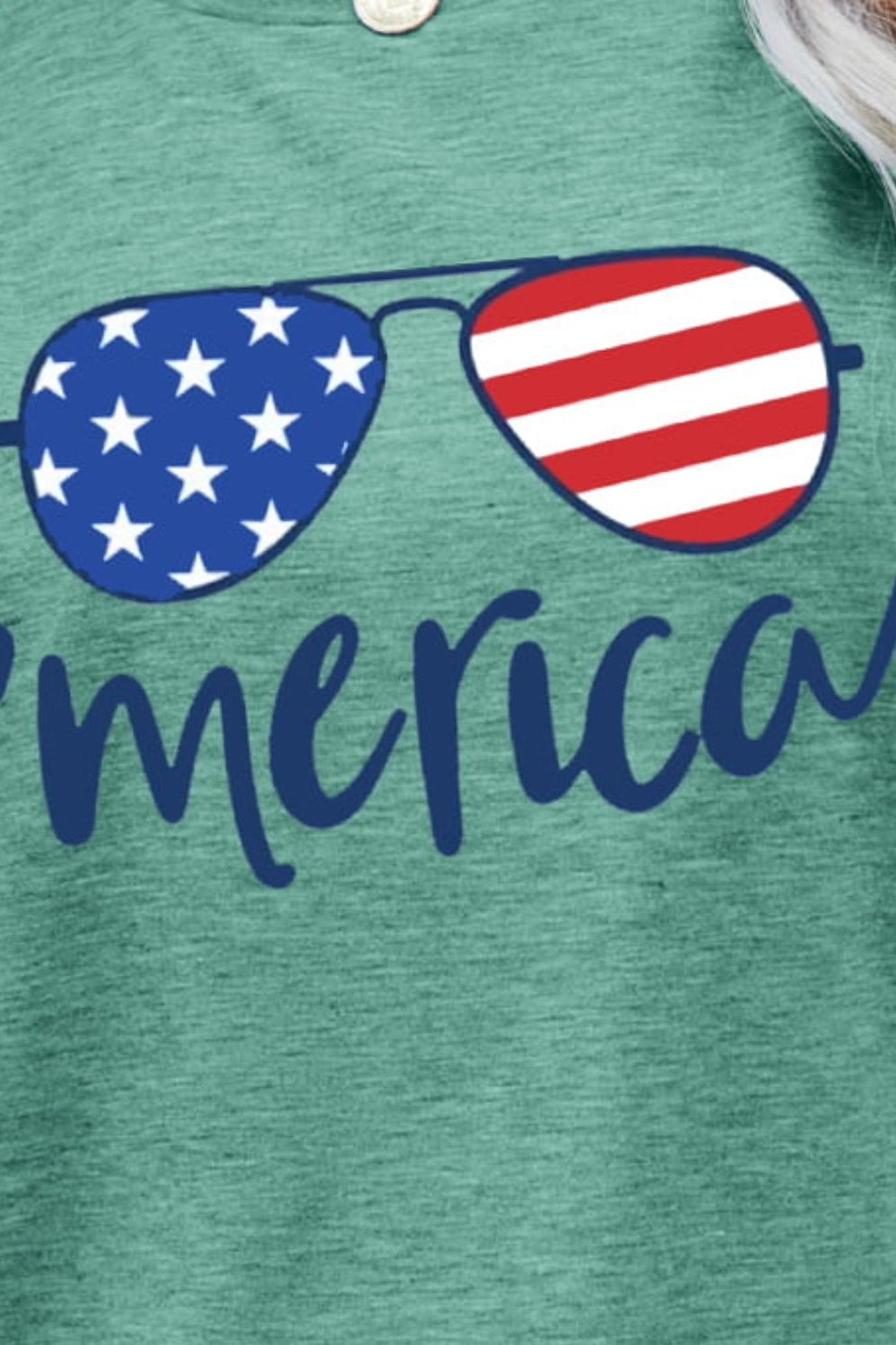US Flag Glasses Graphic Tee Trendsi