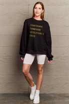 Simply Love Full Size COUNTDOWNS CHAMPAGNE RESOLUTIONS & CHEER Round Neck Sweatshirt Trendsi