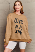 Simply Love Full Size LOVE Round Neck Sweatshirt Trendsi