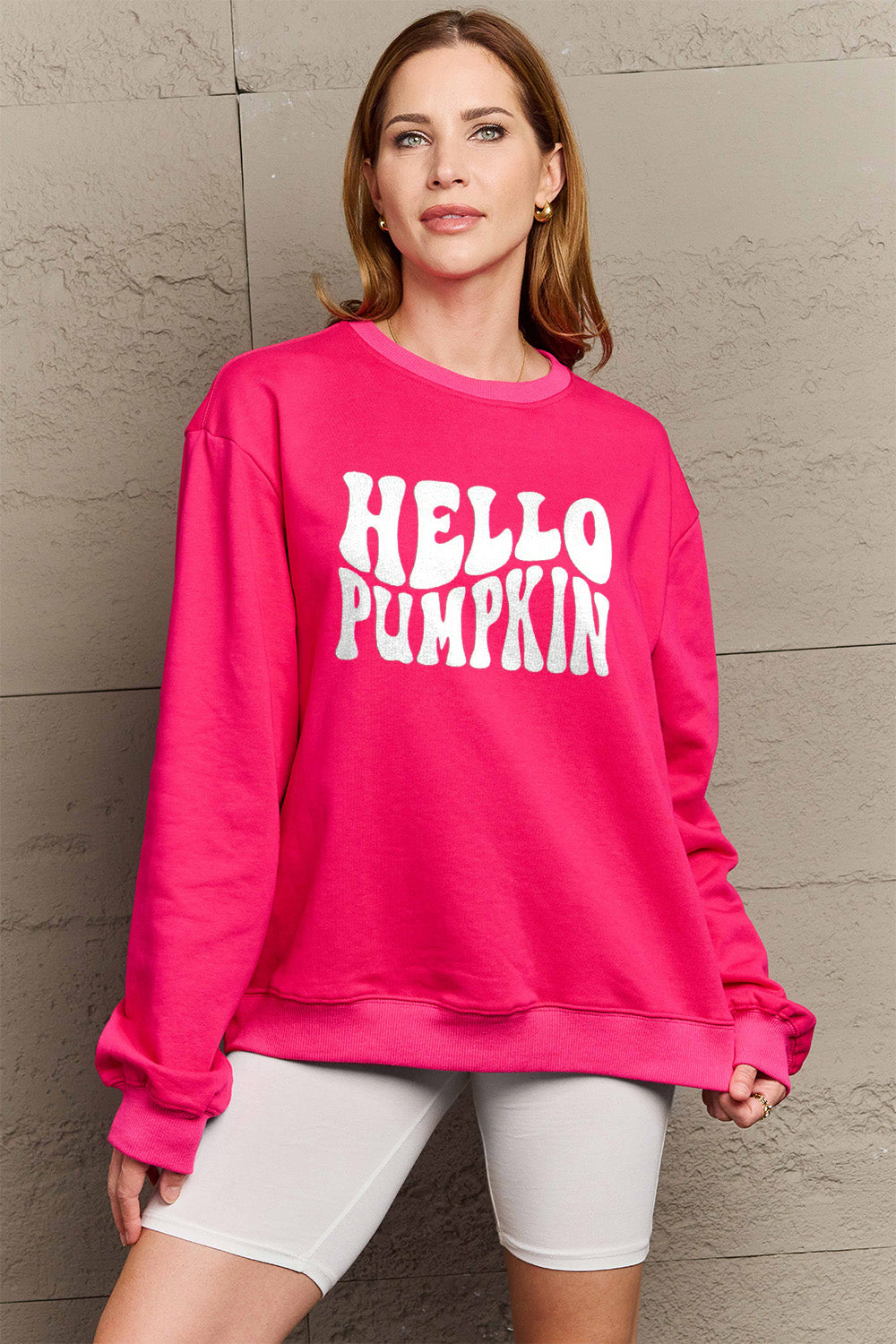 Simply Love Full Size HELLO PUMPKIN Graphic Sweatshirt Trendsi