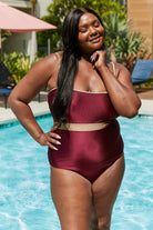 Marina West Swim Wave Break Contrast Trim One-Piece in Wine Marina West Swim