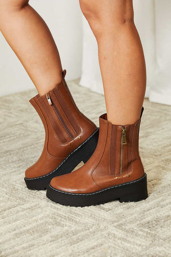 Forever Link Side Zip Platform Boots Trendsi