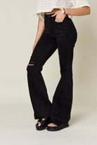 Judy Blue Full Size High Waist Distressed Flare Jeans Trendsi