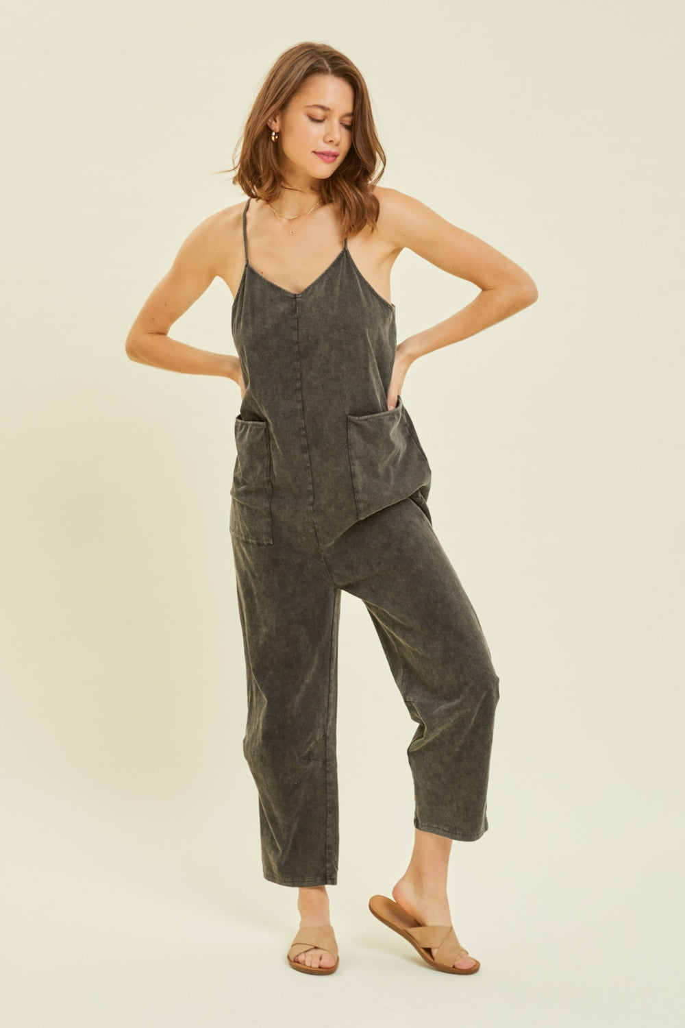 HEYSON Full Size Mineral-Washed Oversized Jumpsuit with Pockets Trendsi