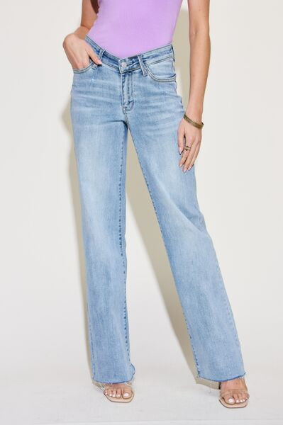 Judy Blue Full Size V Front Waistband Straight Jeans Trendsi