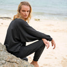 Haley Bamboo Fleece Sweater, in Black The Groovalution