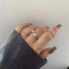 4 Piece Silver Bohemian Butterfly vintage Tribal midi Stackable rings Ring The Colourful Aura