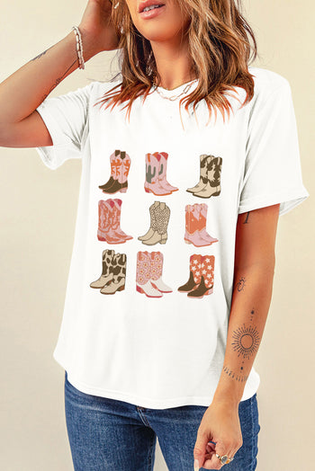 Boot Graphic Round Neck Short Sleeve T-Shirt Trendsi