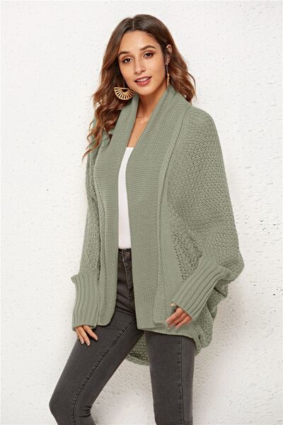 Open Front Batwing Sleeve Cardigan Trendsi