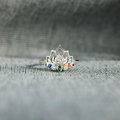 925 Sterling Silver Inlaid Zircon Lotus Shape Ring Trendsi