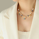 18K Gold-Plated Beaded Charm Necklace Trendsi