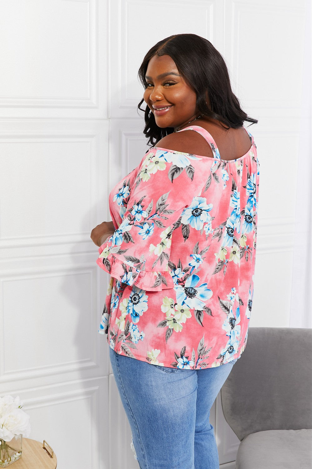 Sew In Love Fresh Take  Floral Cold-Shoulder Top Sew In Love