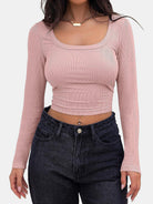 Scoop Neck Long Sleeve T-Shirt Trendsi