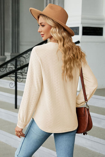 V-Neck Long Sleeve Blouse Trendsi