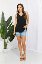 Blumin Apparel Chance of Sun Ribbed V-Neck Tank in Black Blumin Apparel