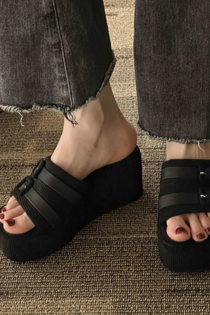 Open Toe Wedge Suede Sandals Trendsi