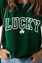 LUCKY Round Neck Short Sleeve T-Shirt Trendsi