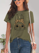 Rabbit Graphic Round Neck Short Sleeve T-Shirt Trendsi