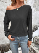 Eyelet Dropped Shoulder Blouse Trendsi