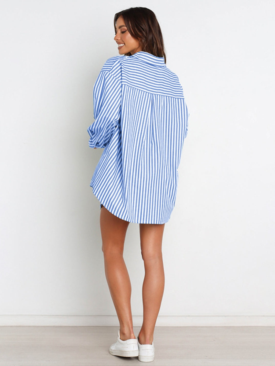 Striped Dropped Shoulder Shirt and Shorts Set Trendsi