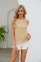 Sequin Grecian Neck Tank Trendsi