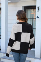 Color Block Round Neck Dropped Shoulder Sweater Trendsi