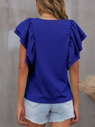 Round Neck Flounce Sleeve Blouse Trendsi