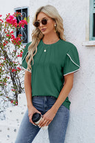 Round Neck Petal Sleeve T-Shirt Trendsi