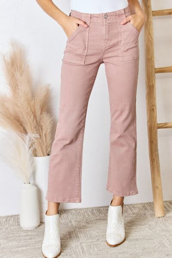 RISEN Full Size High Rise Ankle Flare Jeans Trendsi