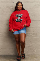 Simply Love Full Size TAKE IT EASY Graphic Sweatshirt Trendsi