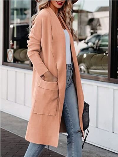 Open Front Dropped Shoulder Outerwear Trendsi