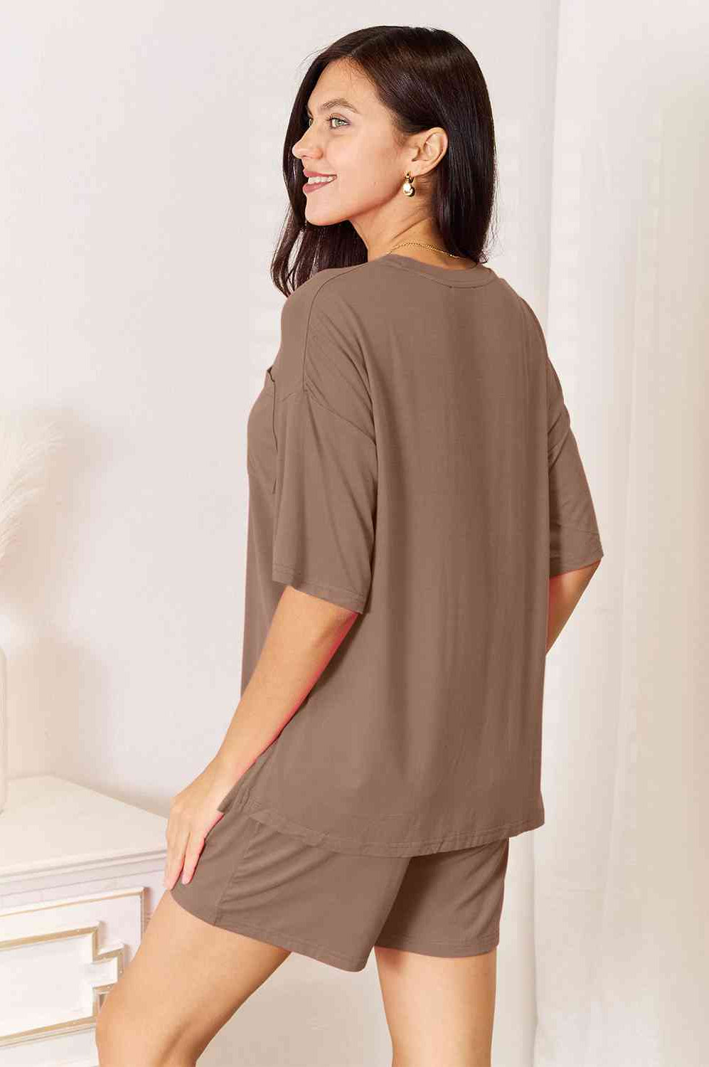Basic Bae Full Size Soft Rayon Half Sleeve Top and Shorts Set Trendsi