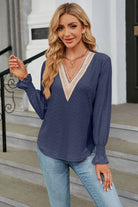 V-Neck Flounce Sleeve Blouse Trendsi