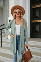 Button Down Longline Cardigan with Pockets Trendsi