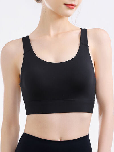 Scoop Neck Wide Strap Active Bra Trendsi