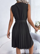 Tied Surplice Sleeveless Pleated Dress Trendsi