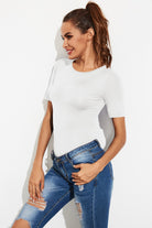 Round Neck Short Sleeve Bodysuit Trendsi