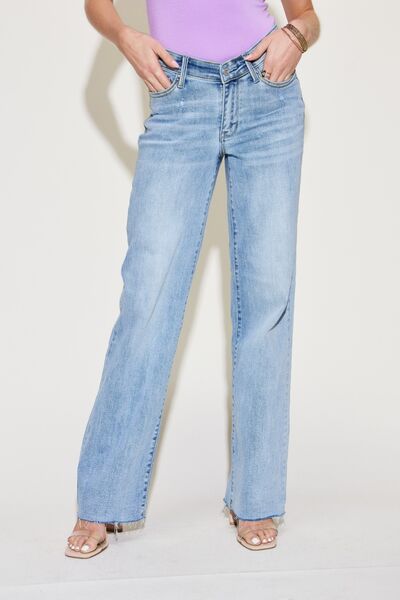 Judy Blue Full Size V Front Waistband Straight Jeans Trendsi