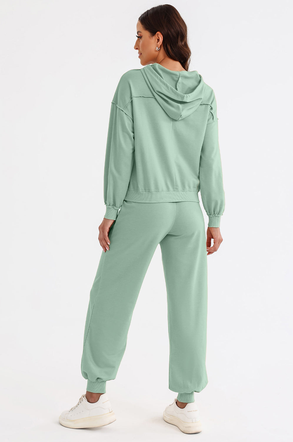 Cutout Drawstring Hoodie and Joggers Active Set Trendsi