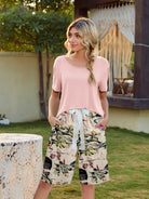 Short Sleeve Top and Printed Shorts Lounge Set Trendsi