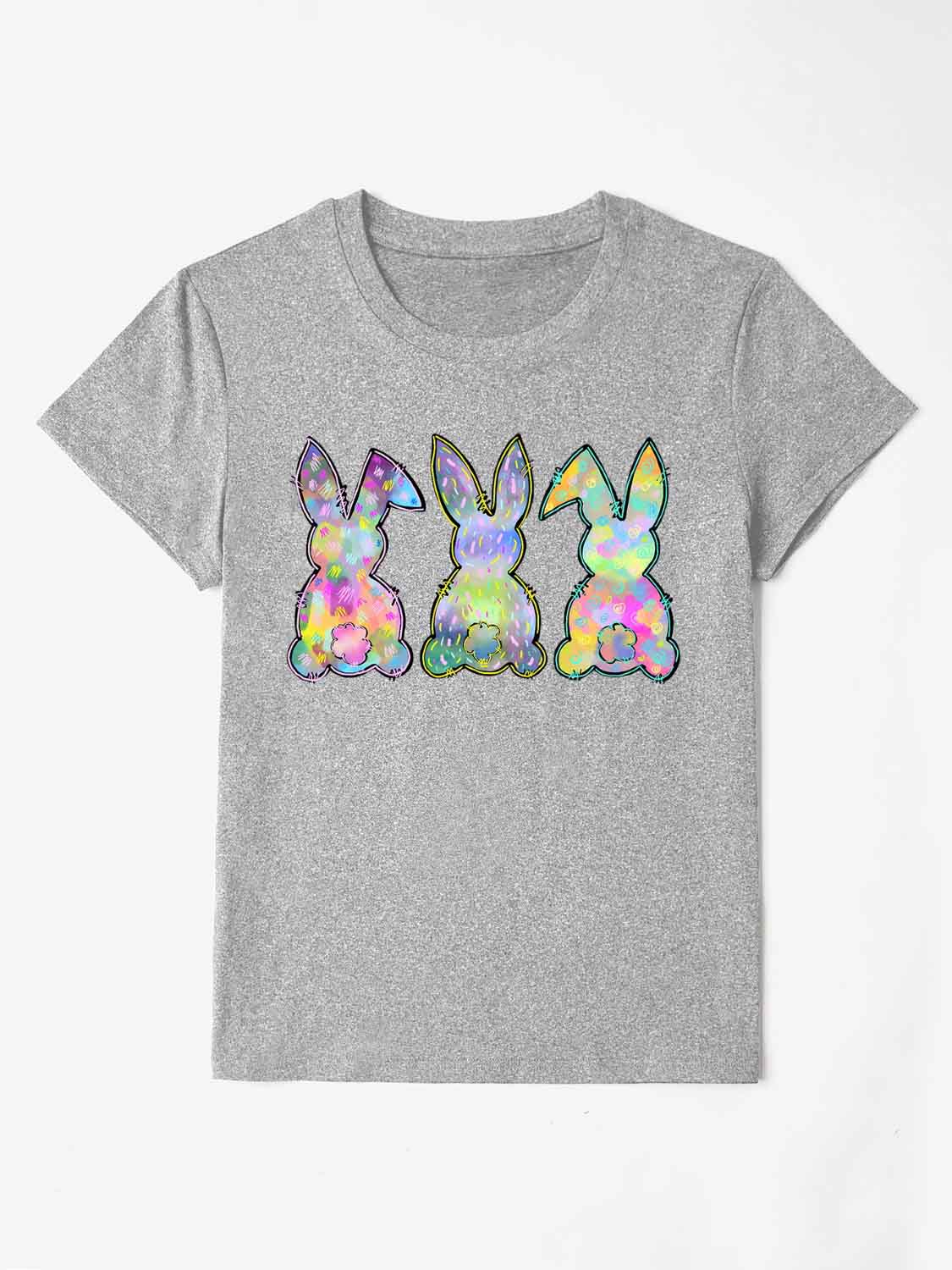 Rabbit Round Neck Short Sleeve T-Shirt Trendsi