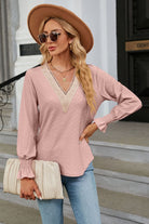 V-Neck Flounce Sleeve Blouse Trendsi