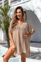 Openwork Slit Scoop Neck Cover Up Trendsi