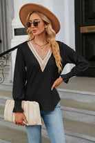 V-Neck Flounce Sleeve Blouse Trendsi