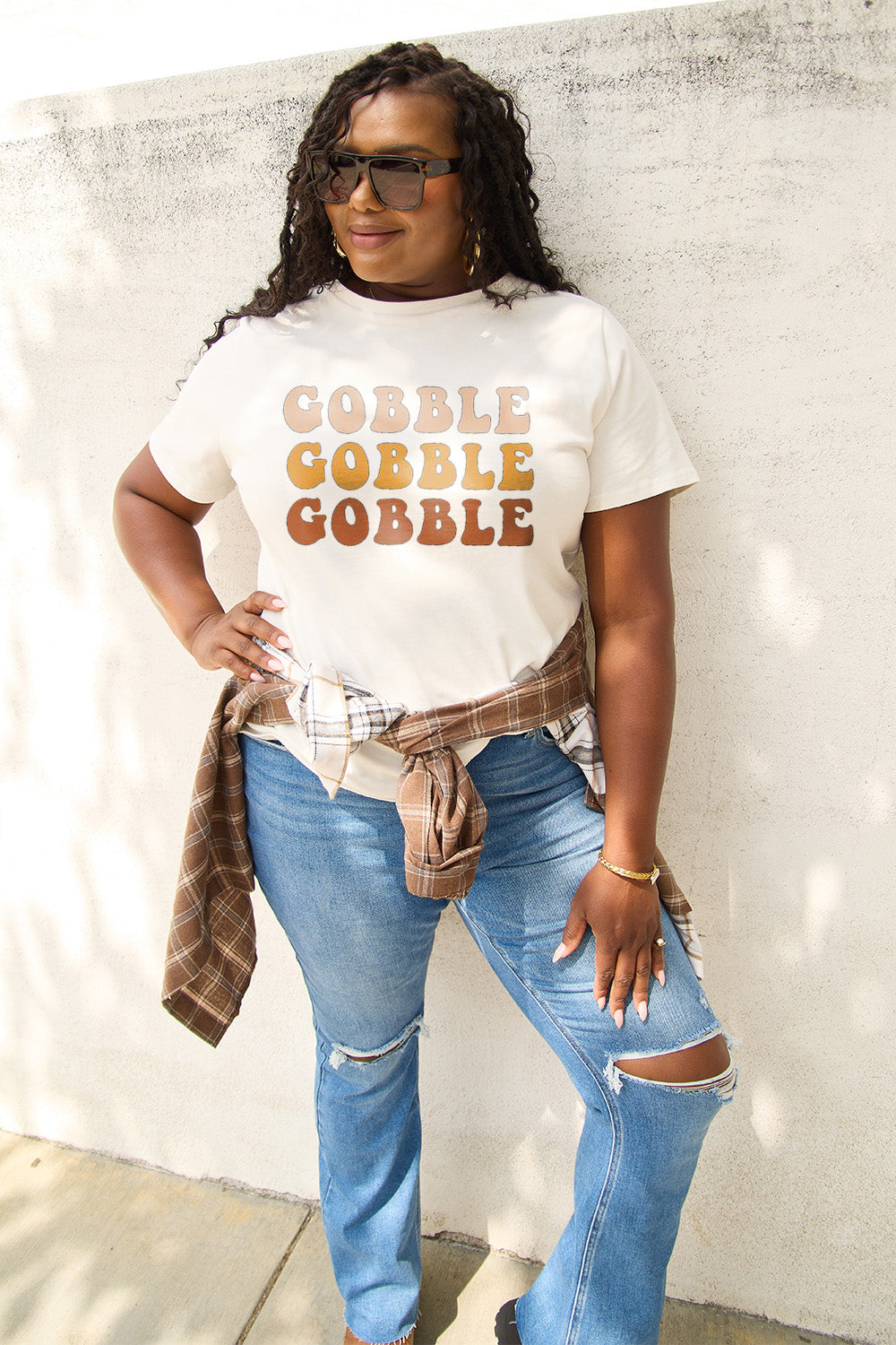 Simply Love Full Size GOBBLE Short Sleeve T-Shirt Trendsi