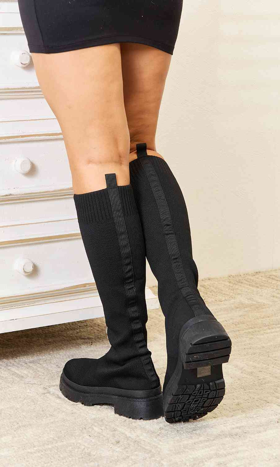 WILD DIVA Footwear Knee High Platform Sock Boots Trendsi