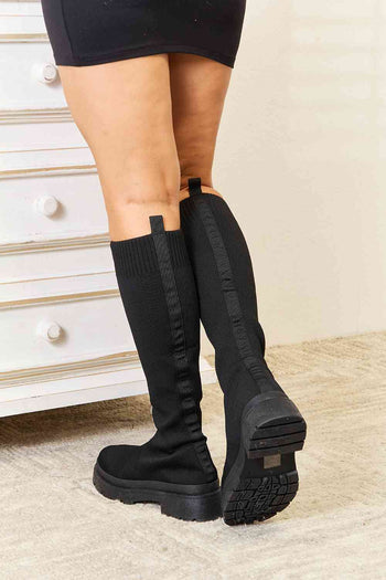 WILD DIVA Footwear Knee High Platform Sock Boots Trendsi